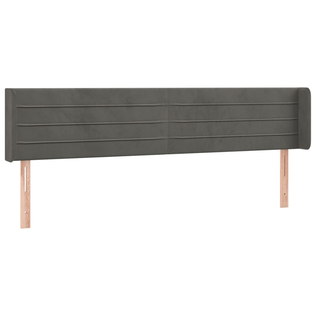 sengegavl med LED-lys 183x16x78/88 cm fløjl mørkegrå
