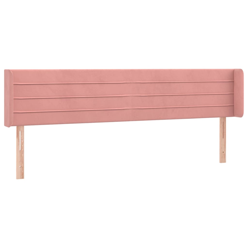 sengegavl med LED-lys 183x16x78/88 cm fløjl lyserød