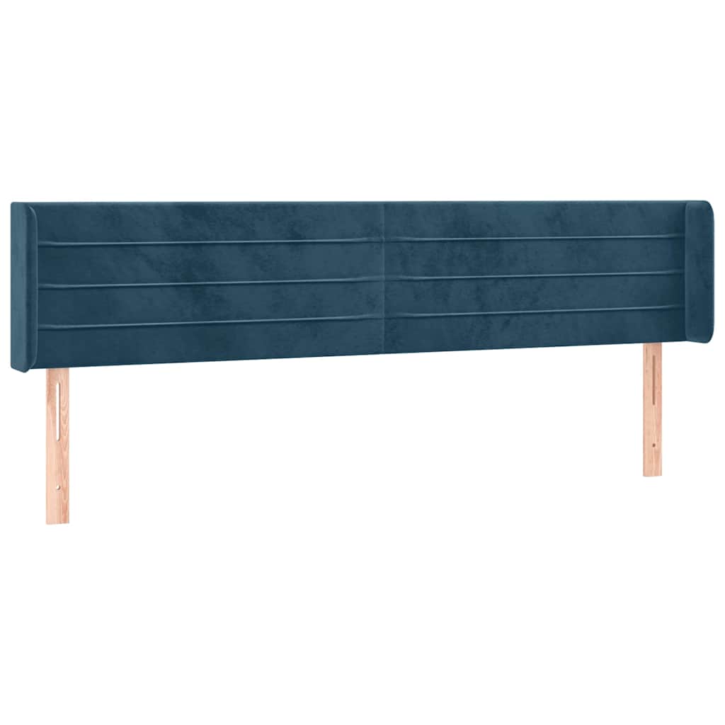 sengegavl med LED-lys 203x16x78/88 cm fløjl mørkeblå