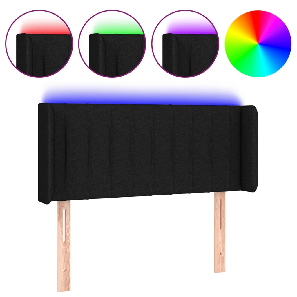 sengegavl med LED-lys 83x16x78/88 cm stof sort