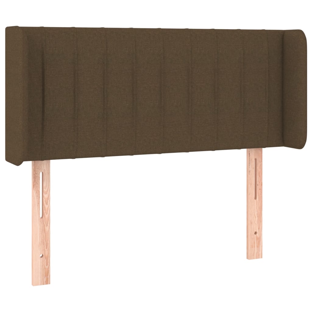 sengegavl med LED-lys 83x16x78/88 cm stof mørkebrun