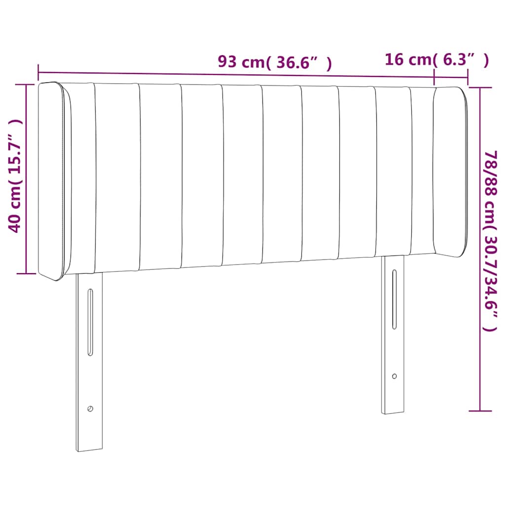 sengegavl med LED-lys 93x16x78/88 cm stof mørkebrun