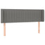 sengegavl med LED-lys 147x16x78/88 cm stof mørkegrå