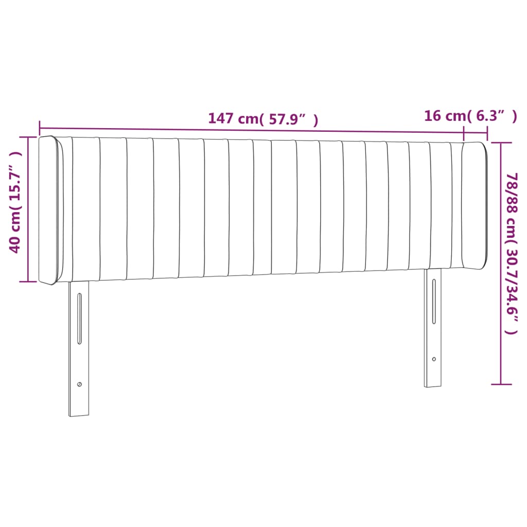 sengegavl med LED-lys 147x16x78/88 cm stof mørkebrun