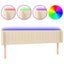 sengegavl med LED-lys 183x16x78/88 cm stof cremefarvet