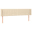 sengegavl med LED-lys 183x16x78/88 cm stof cremefarvet