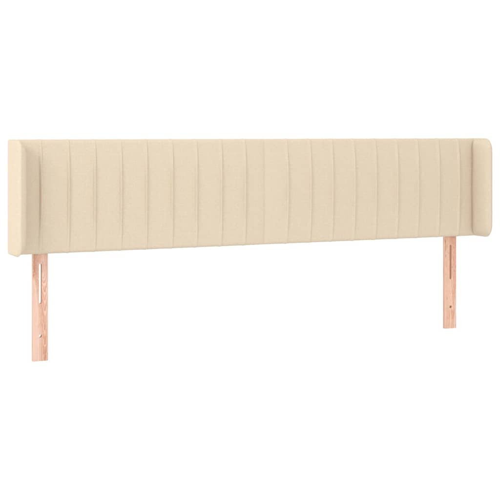 sengegavl med LED-lys 183x16x78/88 cm stof cremefarvet