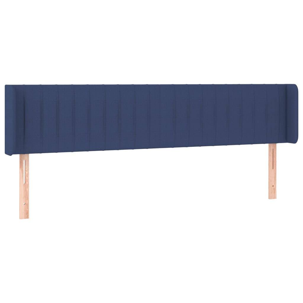 sengegavl med LED-lys 183x16x78/88 cm stof blå