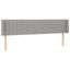 sengegavl med LED-lys 203x16x78/88 cm stof lysegrå
