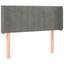 sengegavl med LED-lys 83x16x78/88 cm fløjl lysegrå