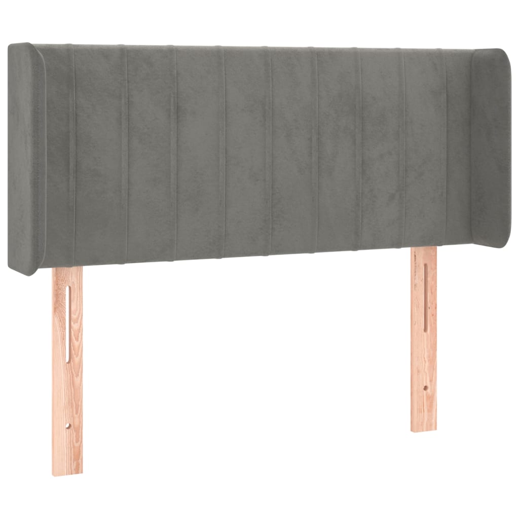 sengegavl med LED-lys 83x16x78/88 cm fløjl lysegrå
