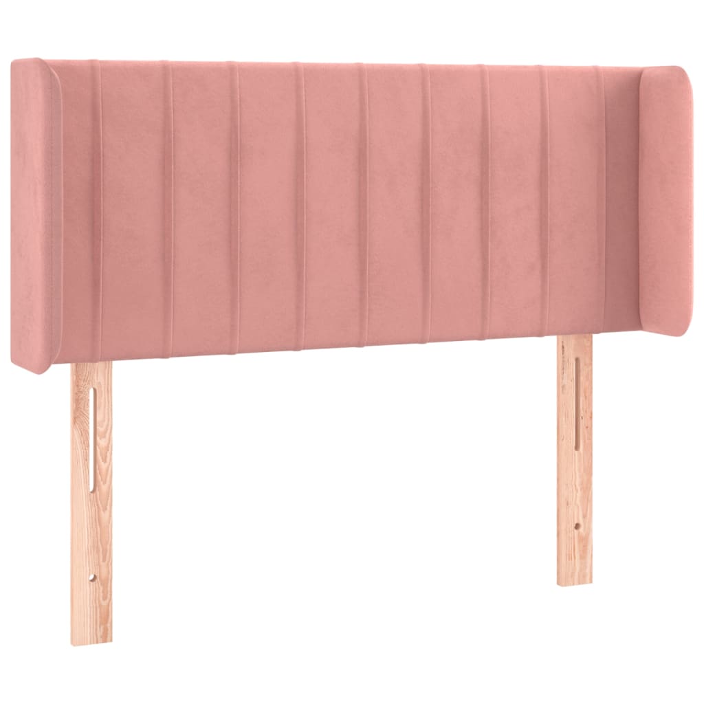 sengegavl med LED-lys 83x16x78/88 cm fløjl lyserød