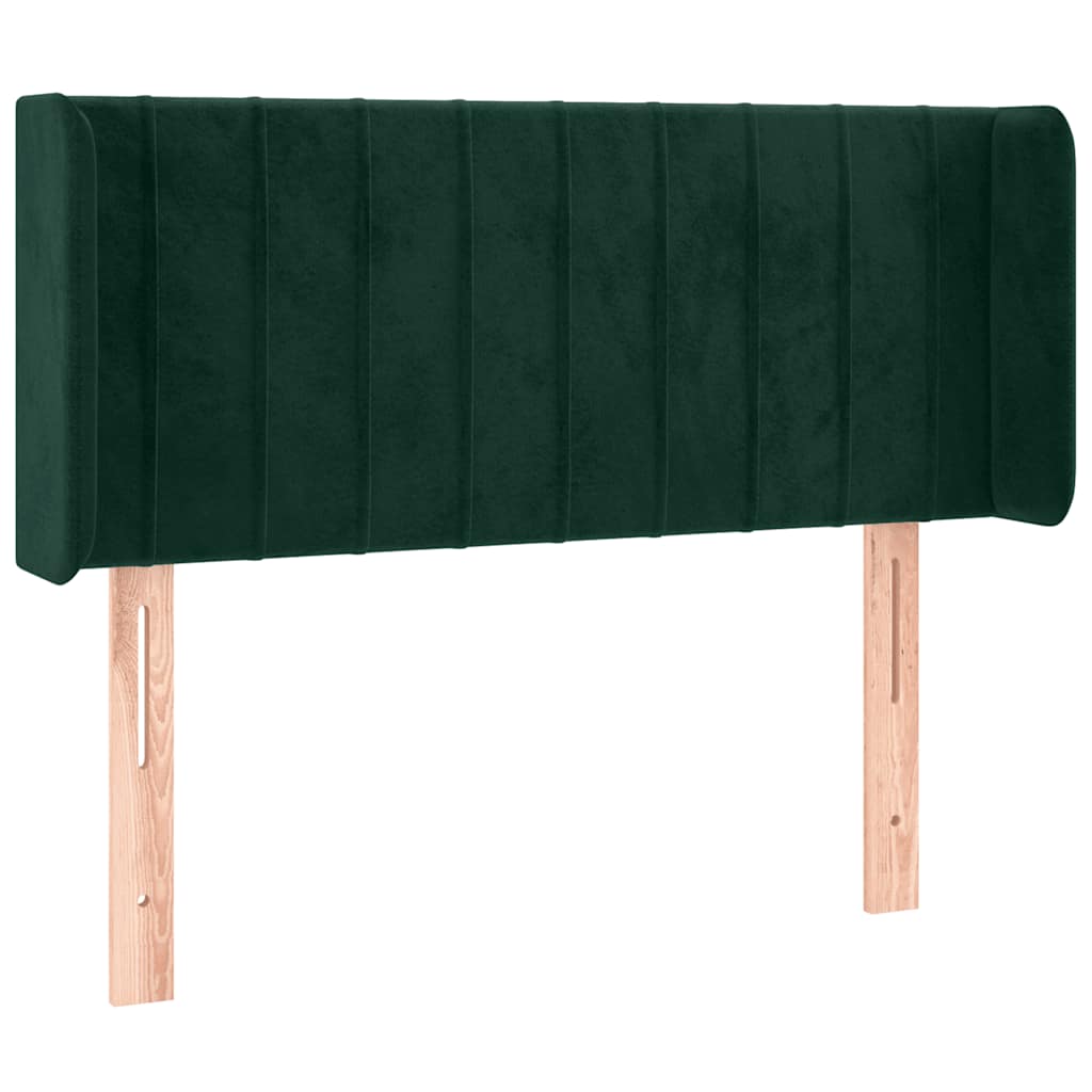 sengegavl med LED-lys 93x16x78/88 cm fløjl Mørkegrøn
