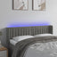 sengegavl med LED-lys 147x16x78/88 cm fløjl lysegrå