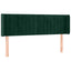 sengegavl med LED-lys 147x16x78/88 cm fløjl mørkegrøn