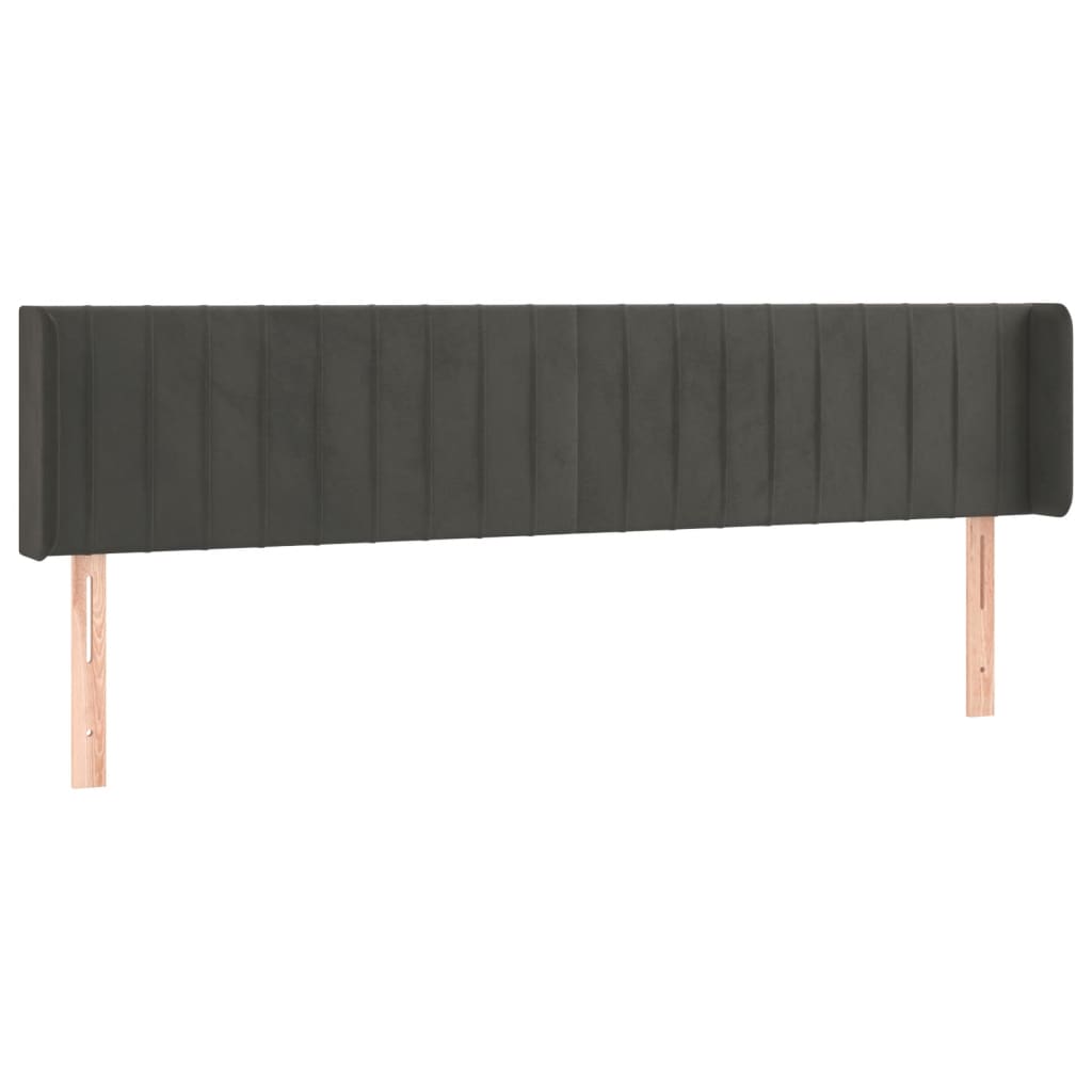 sengegavl med LED-lys 163x16x78/88 cm fløjl mørkegrå