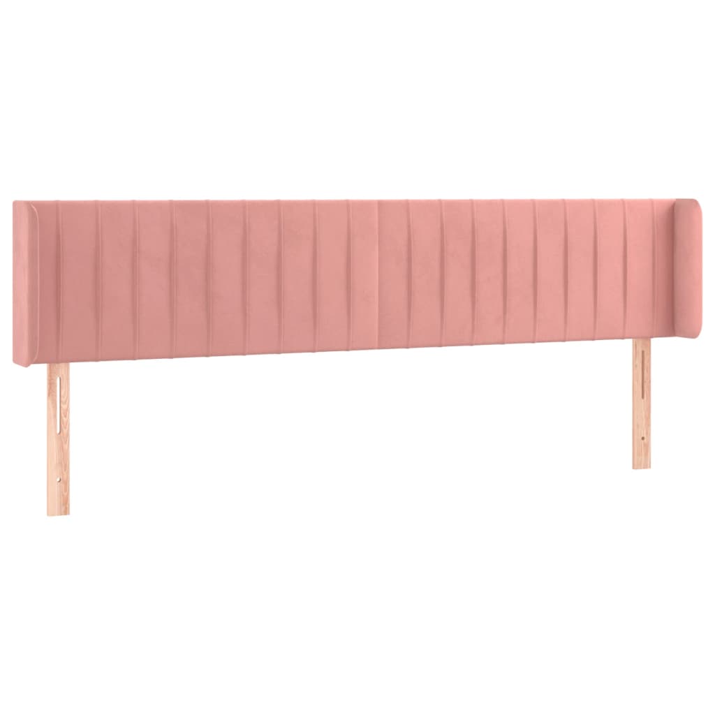 sengegavl med LED-lys 163x16x78/88 cm fløjl lyserød