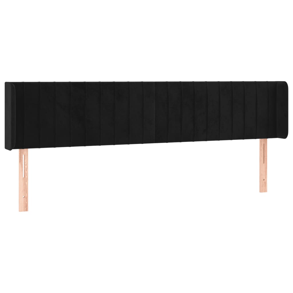 sengegavl med LED-lys 203x16x78/88 cm fløjl sort