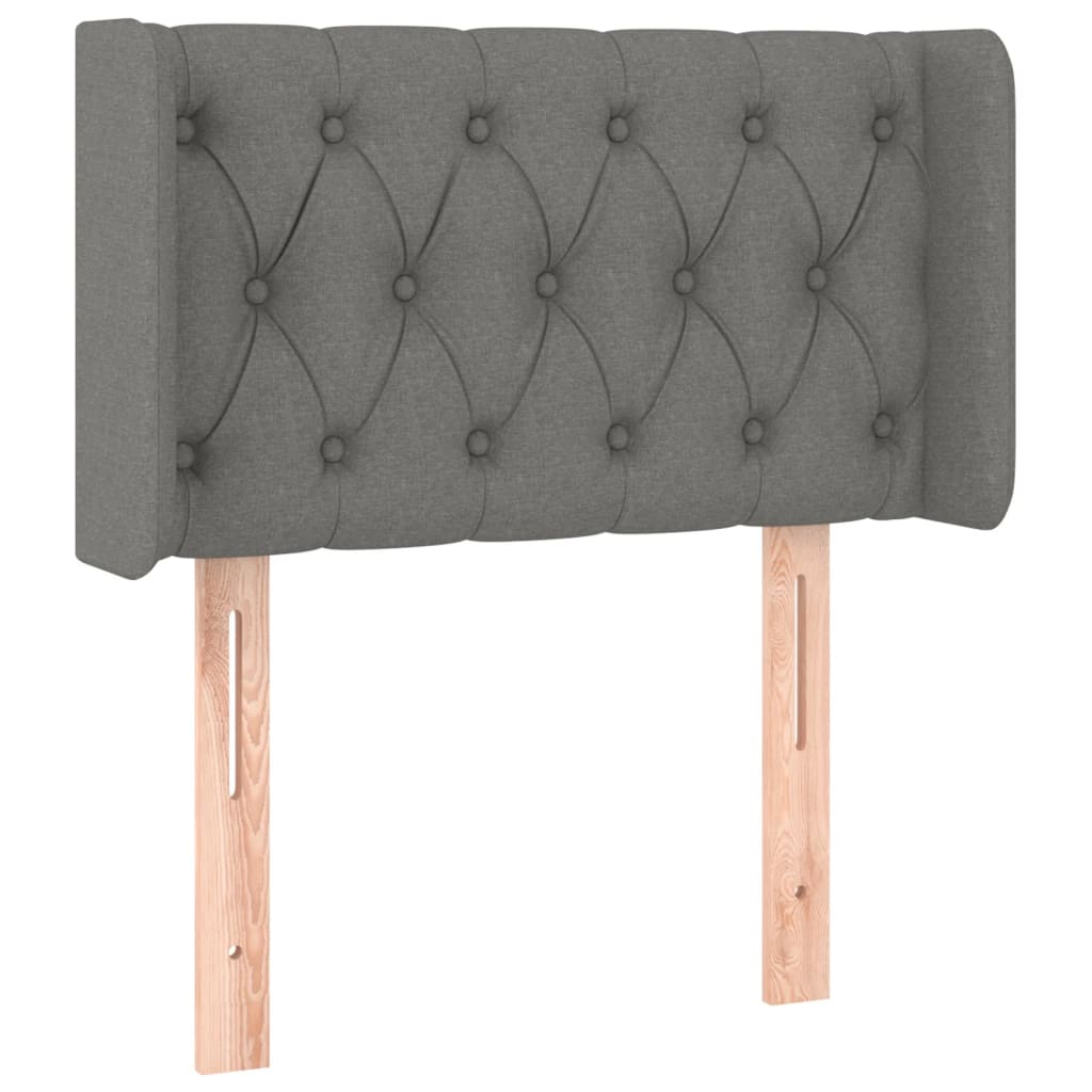 sengegavl med LED-lys 83x16x78/88 cm stof mørkegrå