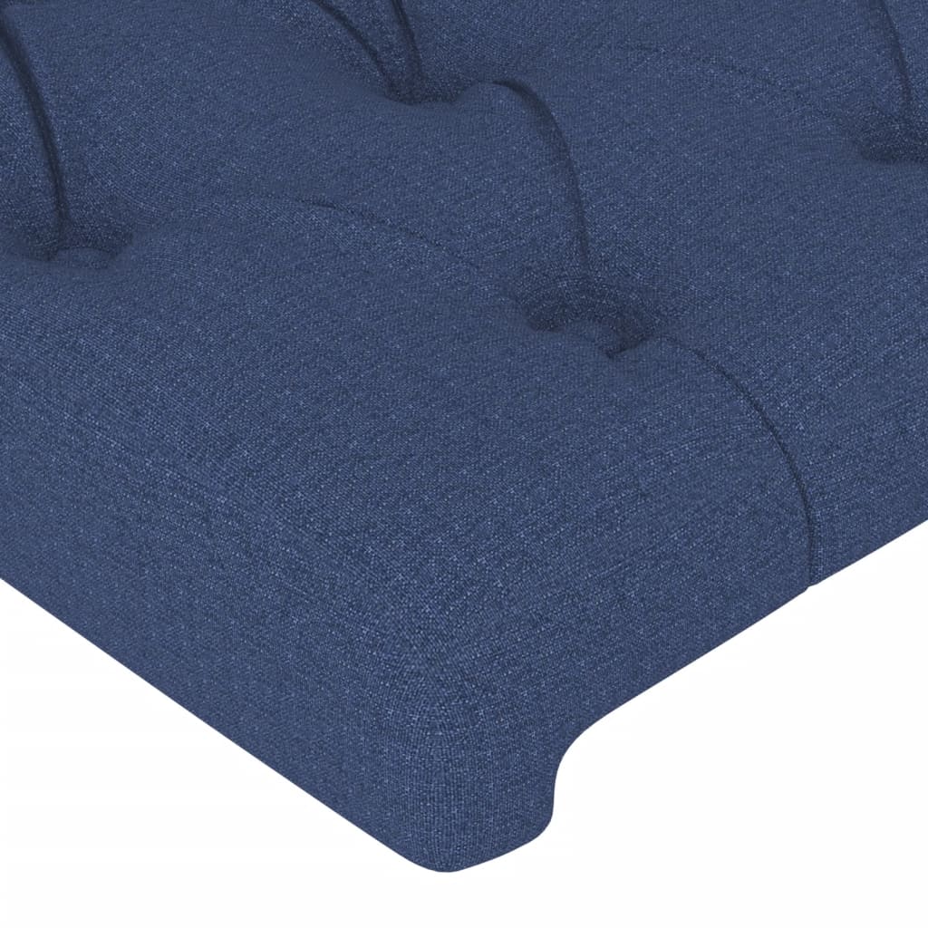 sengegavl med LED-lys 93x16x78/88 cm stof blå