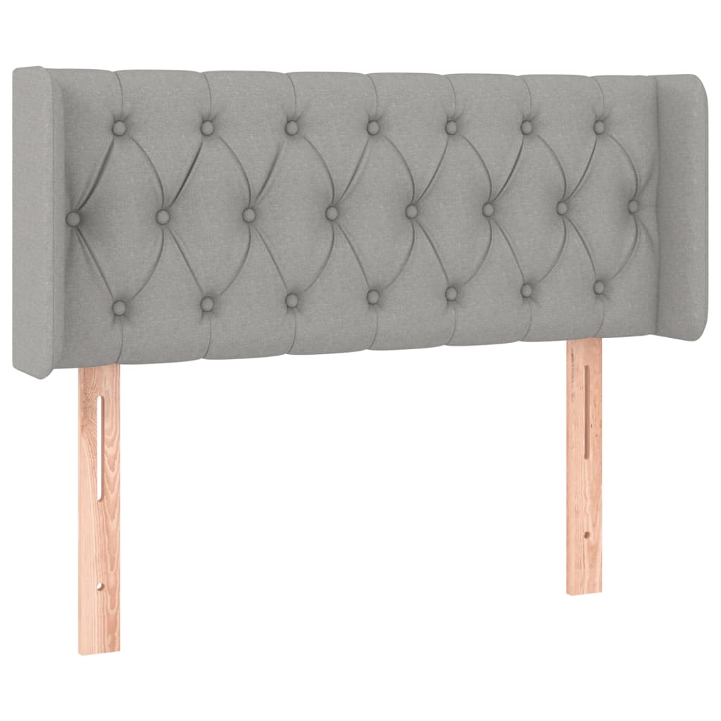 sengegavl med LED-lys 103x16x78/88 cm stof lysegrå