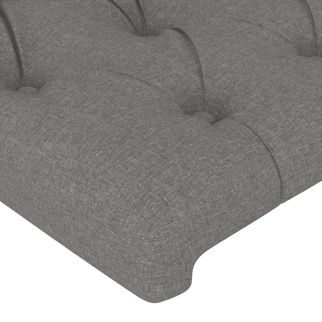 sengegavl med LED-lys 147x16x78/88 cm stof mørkegrå