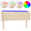 sengegavl med LED-lys 147x16x78/88 cm stof cremefarvet