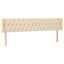 sengegavl med LED-lys 183x16x78/88 cm stof cremefarvet