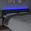 sengegavl med LED-lys 183x16x78/88 cm stof blå