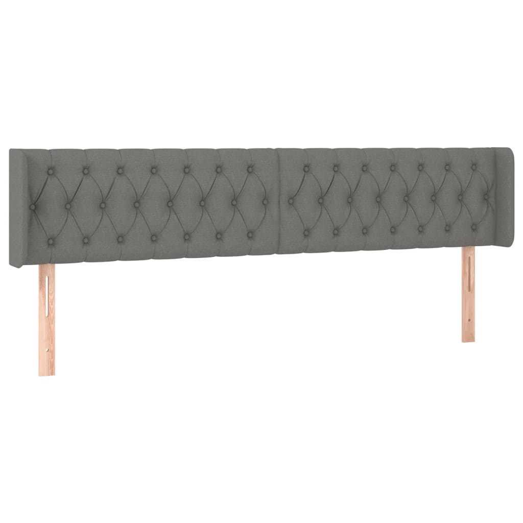 sengegavl med LED-lys 203x16x78/88 cm stof mørkegrå