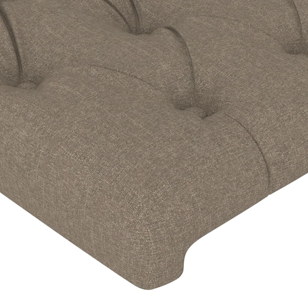 sengegavl med LED-lys 203x16x78/88 cm stof gråbrun