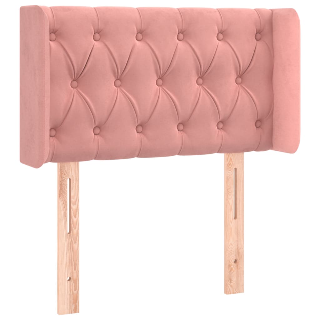 sengegavl med LED-lys 83x16x78/88 cm fløjl lyserød