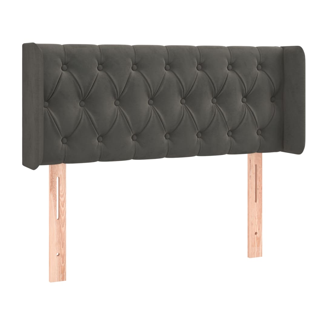 sengegavl med LED-lys 103x16x78/88 cm fløjl mørkegrå