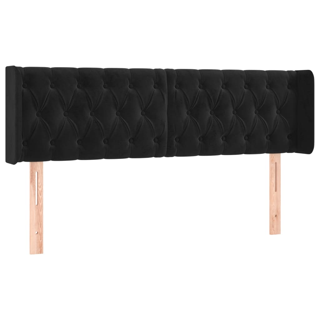 sengegavl med LED-lys 163x16x78/88 cm fløjl sort