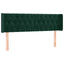 sengegavl med LED-lys 163x16x78/88 cm fløjl mørkegrøn