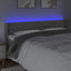sengegavl med LED-lys 183x16x78/88 cm fløjl lysegrå