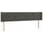 sengegavl med LED-lys 203x16x78/88 cm fløjl mørkegrå