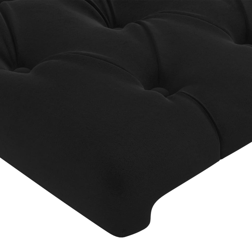 sengegavl med LED-lys 203x16x78/88 cm fløjl sort