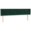 sengegavl med LED-lys 203x16x78/88 cm fløjl mørkegrøn