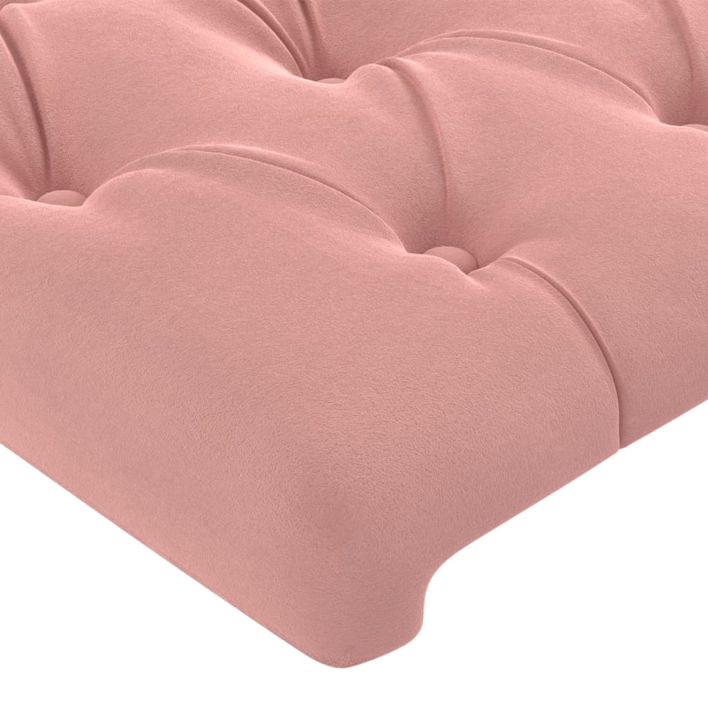 sengegavl med LED-lys 203x16x78/88 cm fløjl lyserød