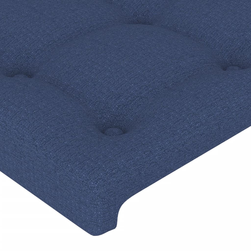 sengegavl med LED-lys 93x16x78/88 cm stof blå