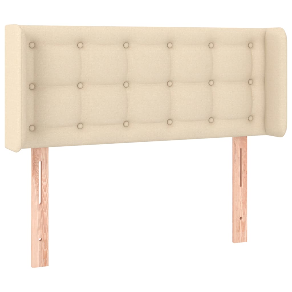 sengegavl med LED-lys 103x16x78/88 cm stof cremefarvet