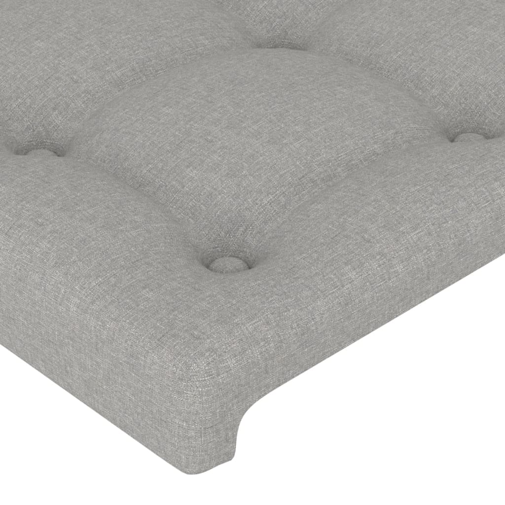 sengegavl med LED-lys 147x16x78/88 cm stof lysegrå