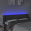 sengegavl med LED-lys 147x16x78/88 cm stof mørkegrå