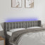 sengegavl med LED-lys 147x16x78/88 cm stof mørkegrå