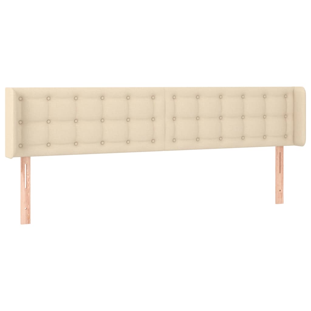sengegavl med LED-lys 163x16x78/88 cm stof cremefarvet