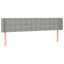 sengegavl med LED-lys 203x16x78/88 cm stof lysegrå