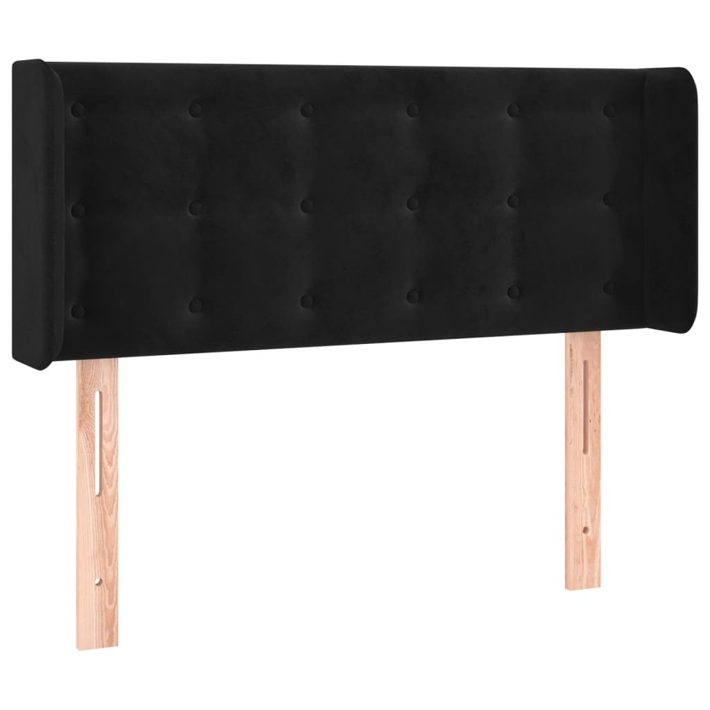 sengegavl med LED-lys 83x16x78/88 cm fløjl sort