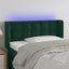 sengegavl med LED-lys 83x16x78/88 cm fløjl Mørkegrøn