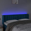 sengegavl med LED-lys 147x16x78/88 cm fløjl mørkeblå